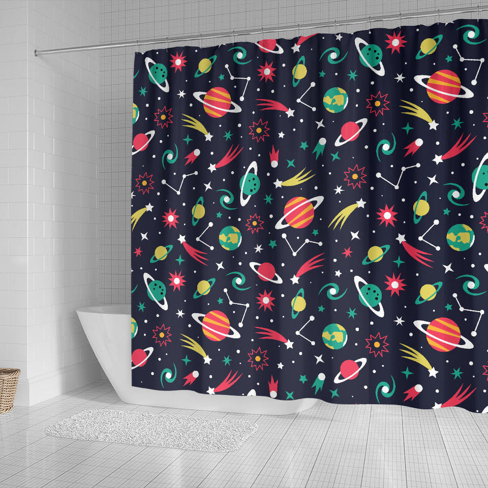 Colorful Space Pattern Planet Star Shower Curtain Fulfilled In US