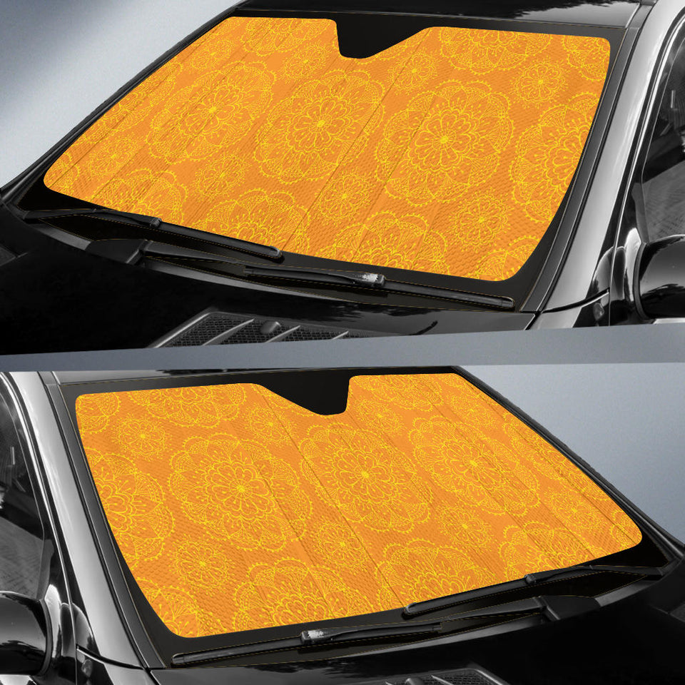 Orange Traditional Indian Element Pattern Car Sun Shade
