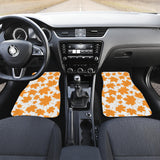 Orange Maple Leaf Pattern Front And Back Car Mats