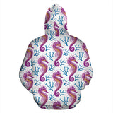Purple Seahorse Blue Coral Pattern Zip Up Hoodie