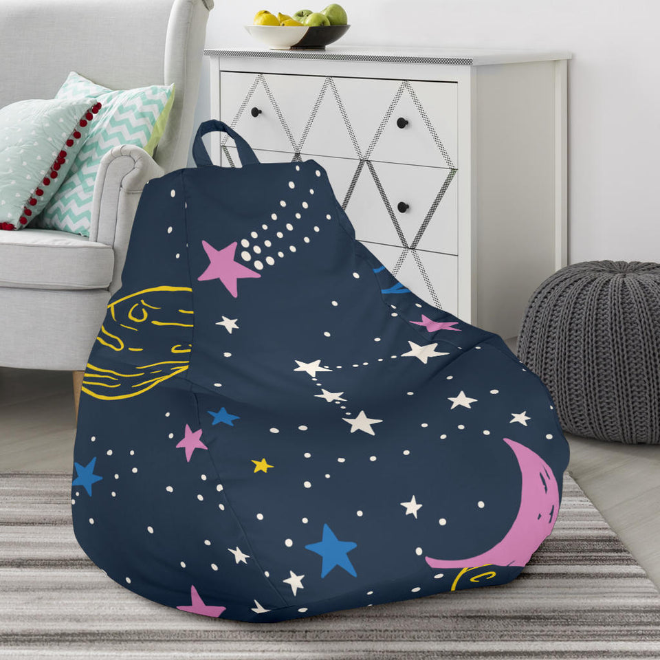 Space Pattern With Planets, Comets, Constellations And Stars Bean Bag Cover