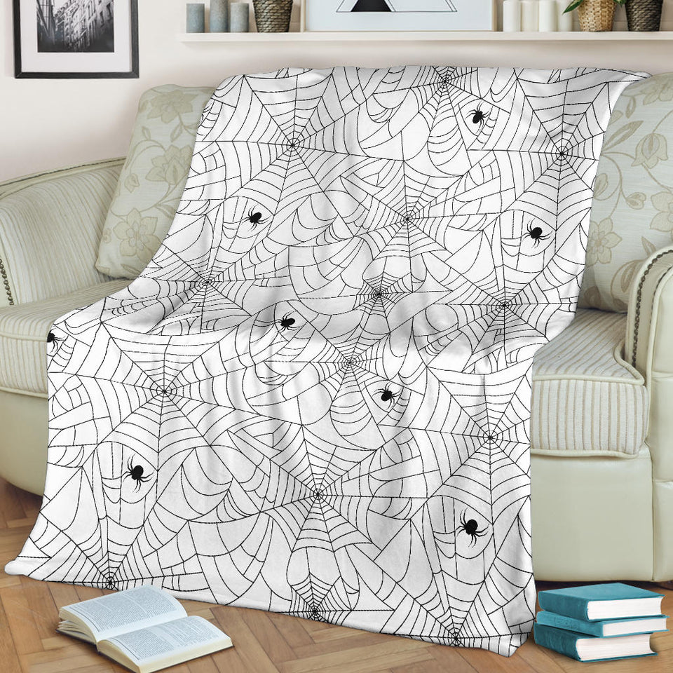 Spider Web Cobweb Pattern White Background Premium Blanket