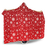 Snowflake Pattern Red Background Hooded Blanket