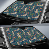 Raccoon Tropical Leaves Pattern Car Sun Shade