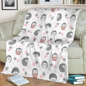 Hedgehog Pattern Print Design 02 Premium Blanket