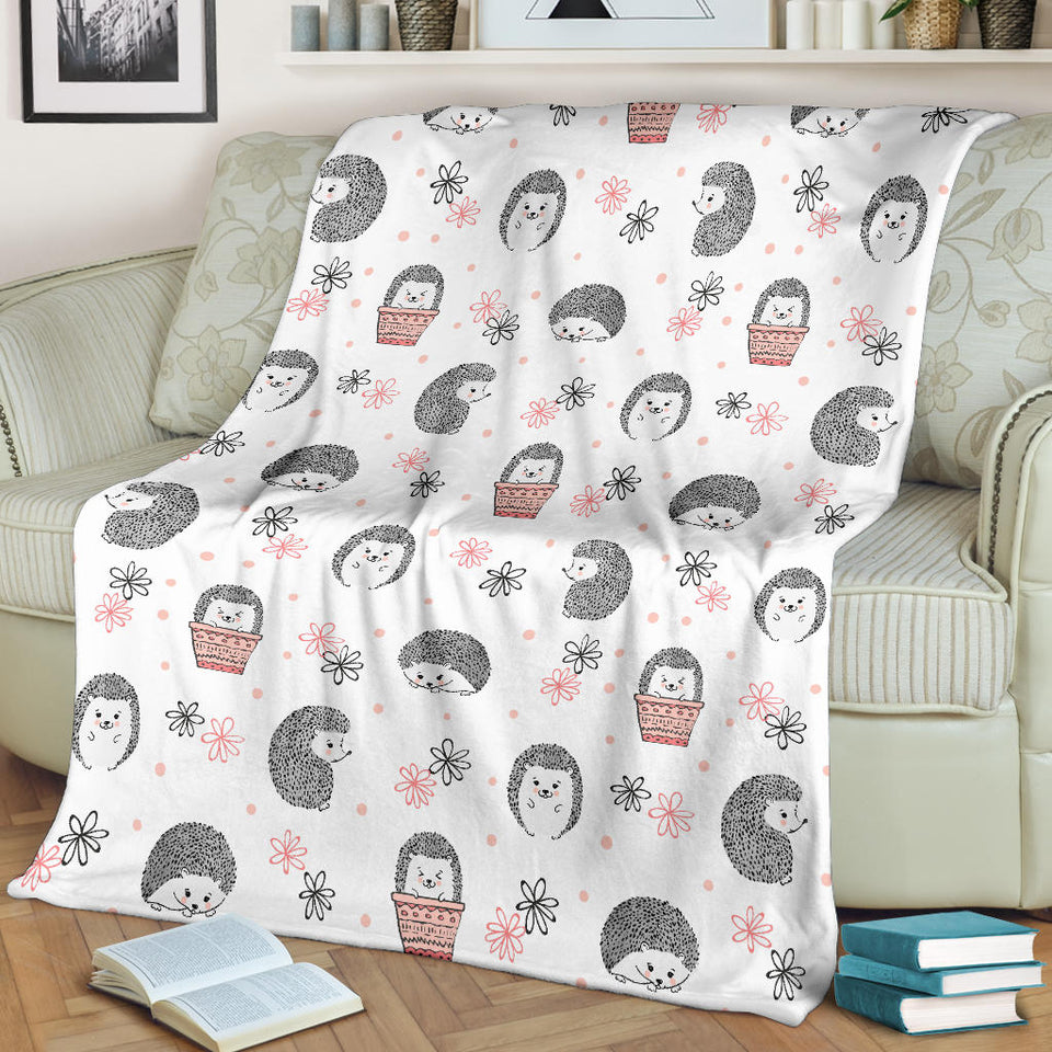 Hedgehog Pattern Print Design 02 Premium Blanket