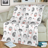 Hedgehog Pattern Print Design 02 Premium Blanket