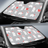 Cute Polar Bear Christmas Snow Pattern Car Sun Shade