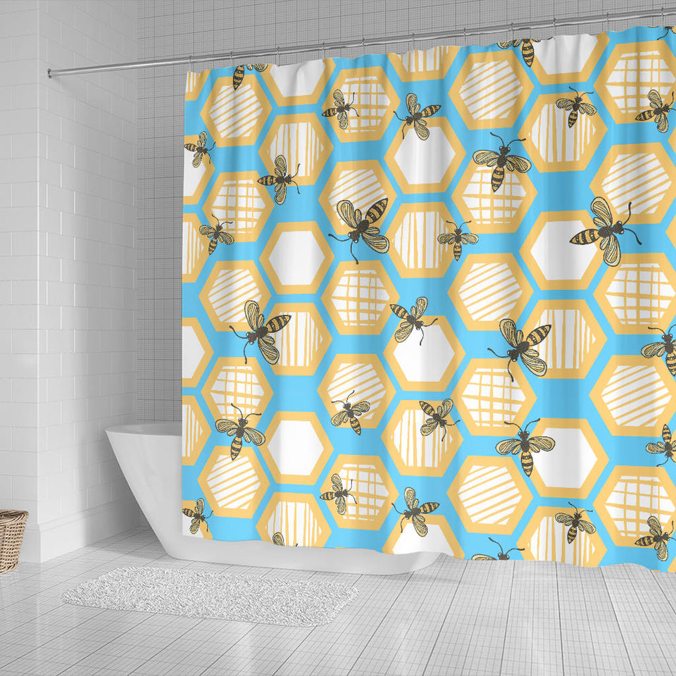 Bee Honeycomb Pattern Shower Curtain Fulfilled In US