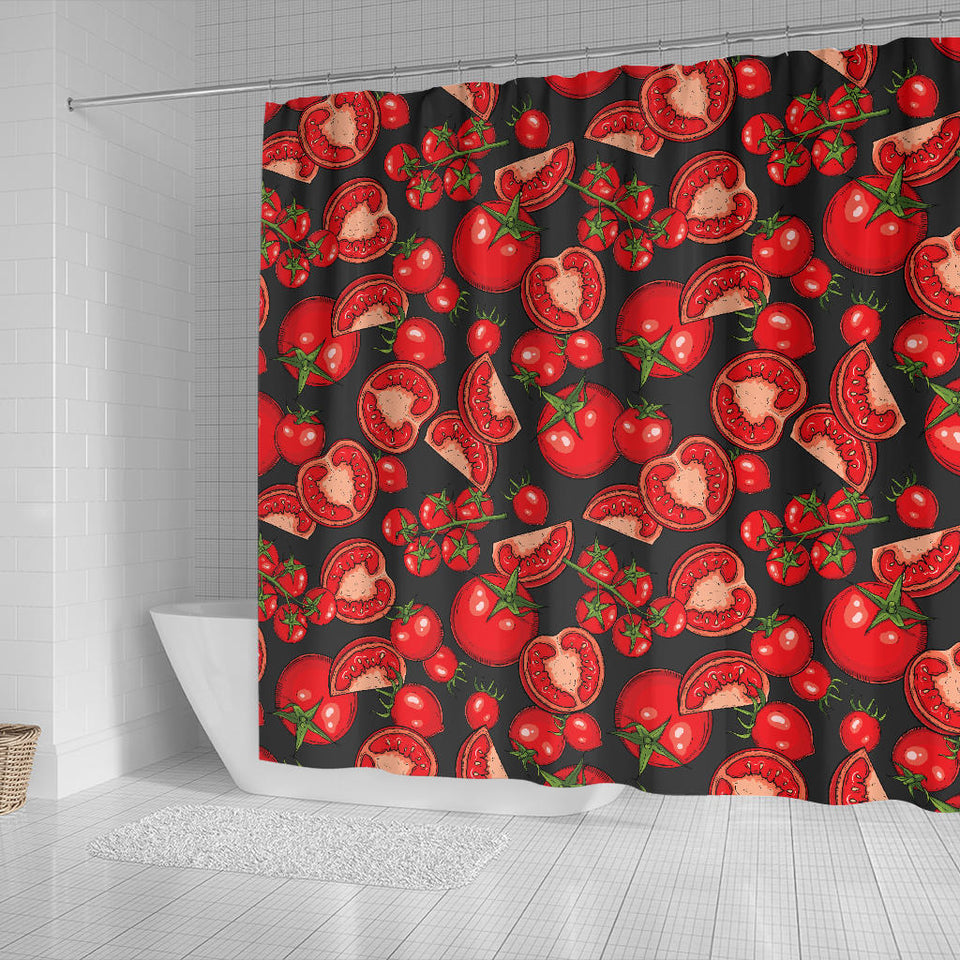 Tomato Black Background Shower Curtain Fulfilled In US