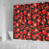 Tomato Black Background Shower Curtain Fulfilled In US