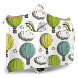Hot Air Balloon Bird Cloud Pattern Hooded Blanket