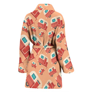 Camper Van Pattern Print Design 03 Women's Bathrobe
