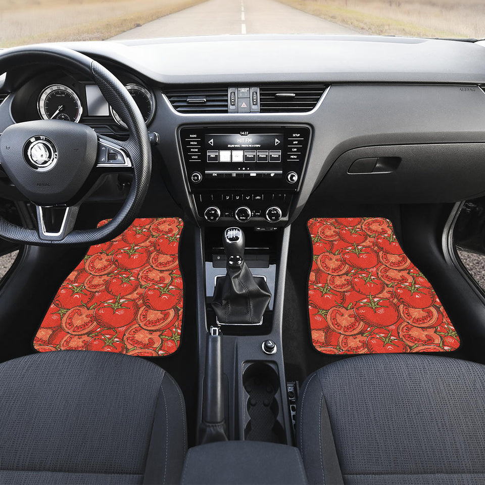 Red Tomato Pattern Front And Back Car Mats