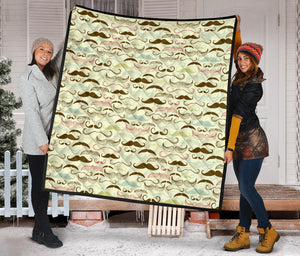 Mustache Beard Pattern Print Design 01 Premium Quilt