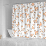 Shiba Inu Dog Pattern Shower Curtain Fulfilled In US