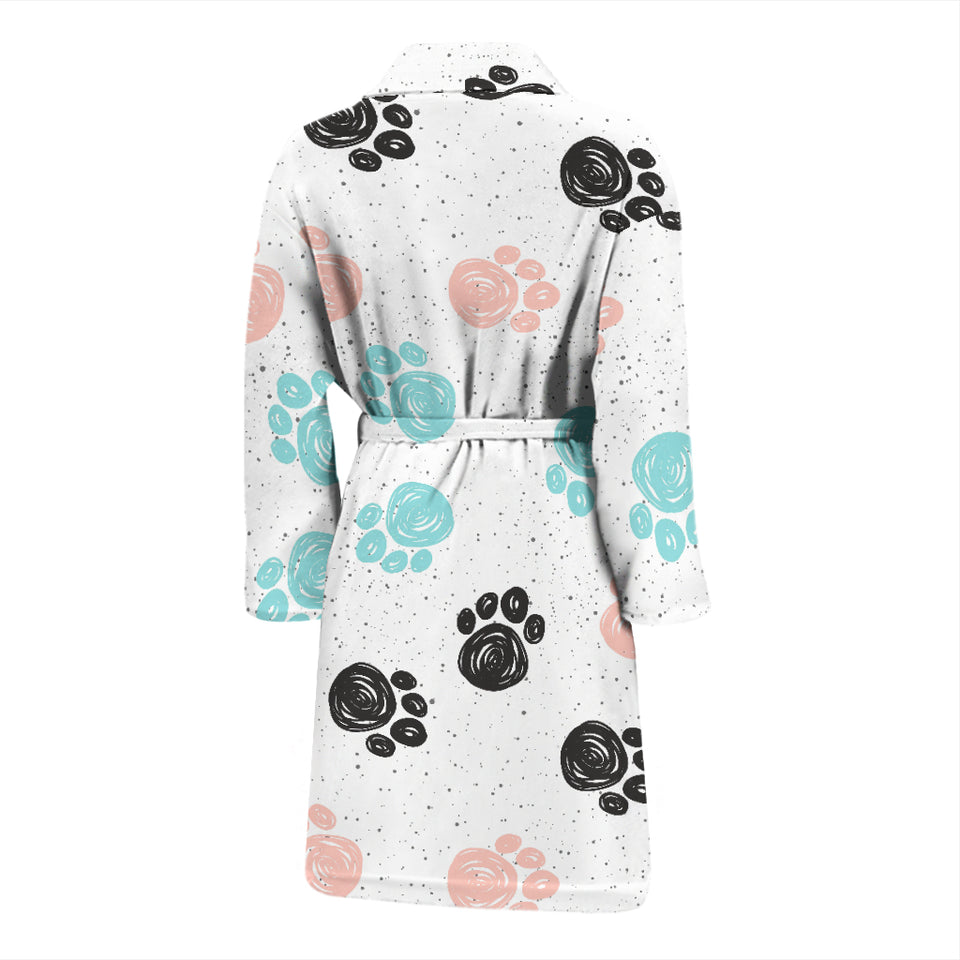 Dog Paws Pattern Print Design 04 Men's Bathrobe
