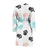 Dog Paws Pattern Print Design 04 Men's Bathrobe