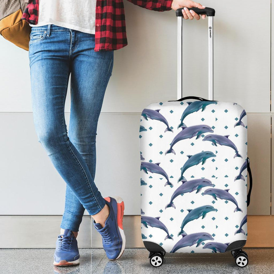 Dolphins Pattern Dotted Background Cabin Suitcases Luggages