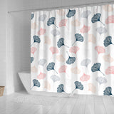 Black Gray Cream Coral Ginkgo Leaves Pattern Shower Curtain Fulfilled In US