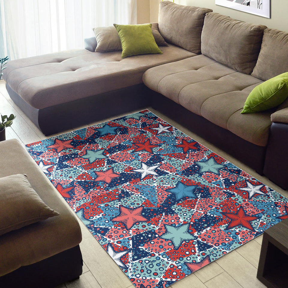 Hand Drawn Colorful Starfish Area Rug