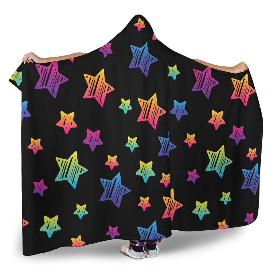 Colorful Star Pattern Hooded Blanket