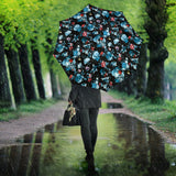 Skull Flower Roses Leave Pattern Umbrella