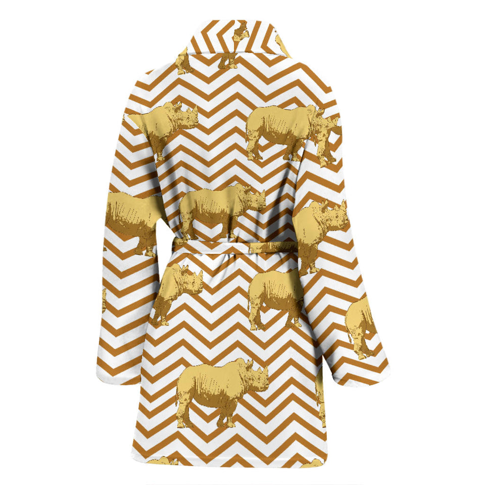 Rhino Yellow Theme Pattern Women'S Bathrobe