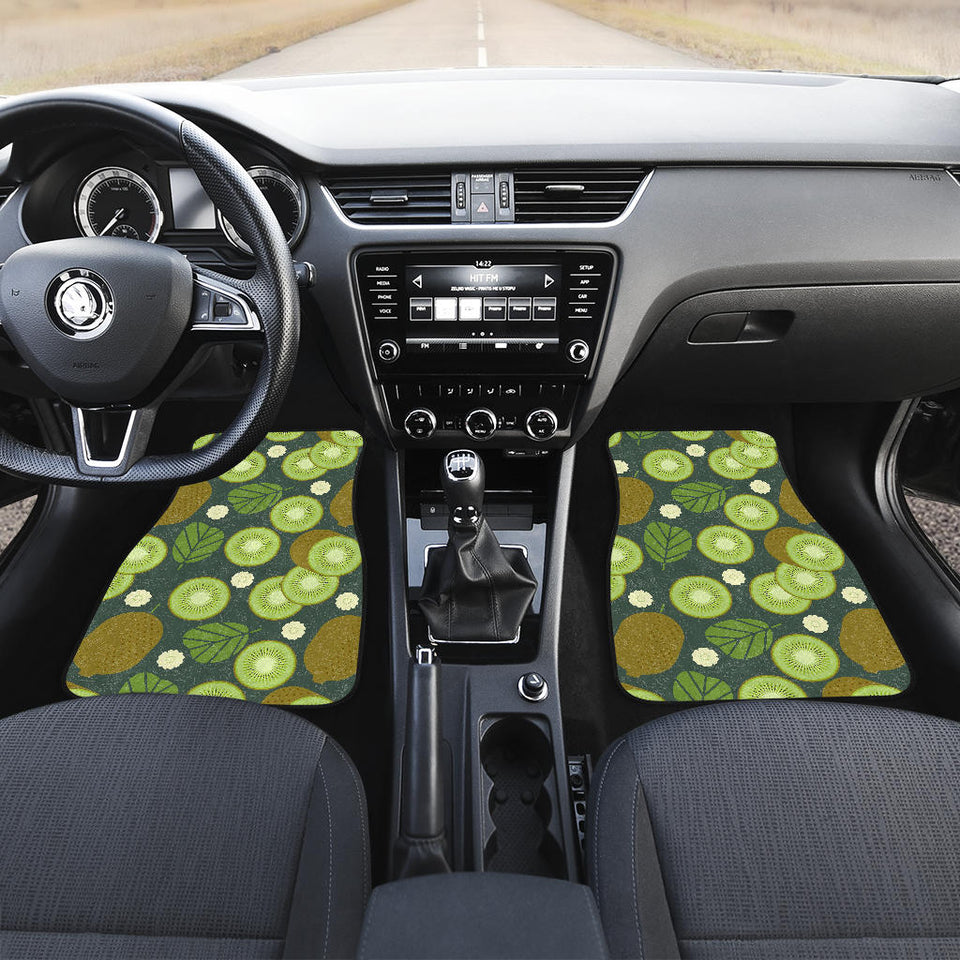 Whole Sliced Kiwi Leave And Flower Front Car Mats