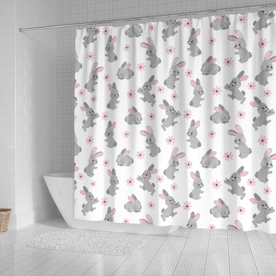 Watercolor Cute Rabbit Pattern Shower Curtain Fulfilled In US