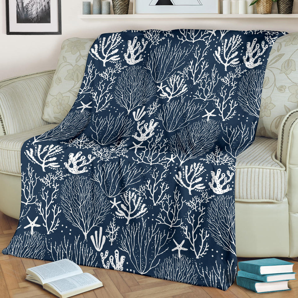 Coral Reef Pattern Print Design 05 Premium Blanket