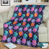 Pineapples Pattern Zigzag Background Premium Blanket