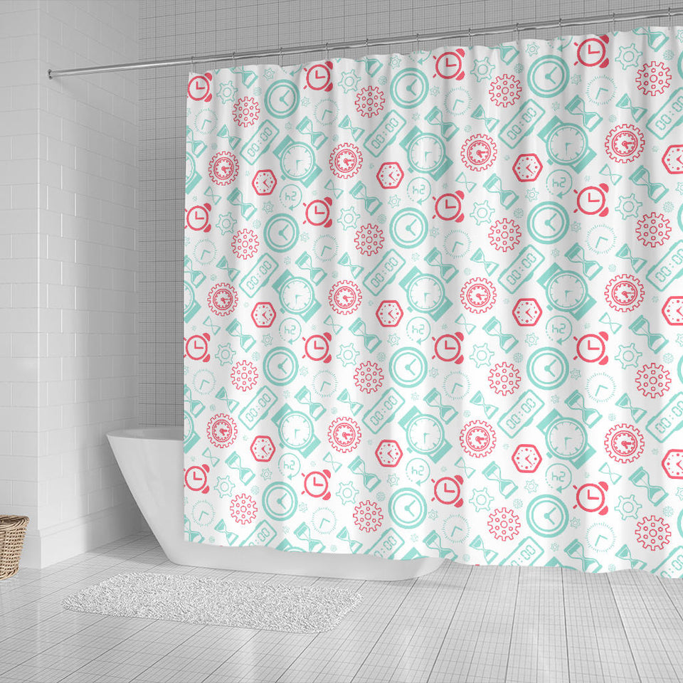 Clock Time Pattern Blackground Shower Curtain Fulfilled In US
