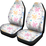 Colorful Unicorn Rainbow Heart Pattern  Universal Fit Car Seat Covers