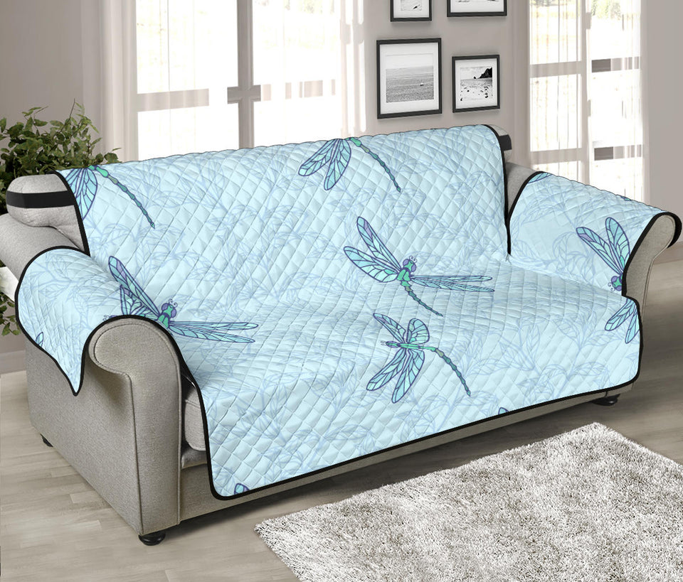 Dragonfly pattern blue background Sofa Cover Protector