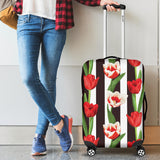 Red And White Tulips Pattern Cabin Suitcases Luggages