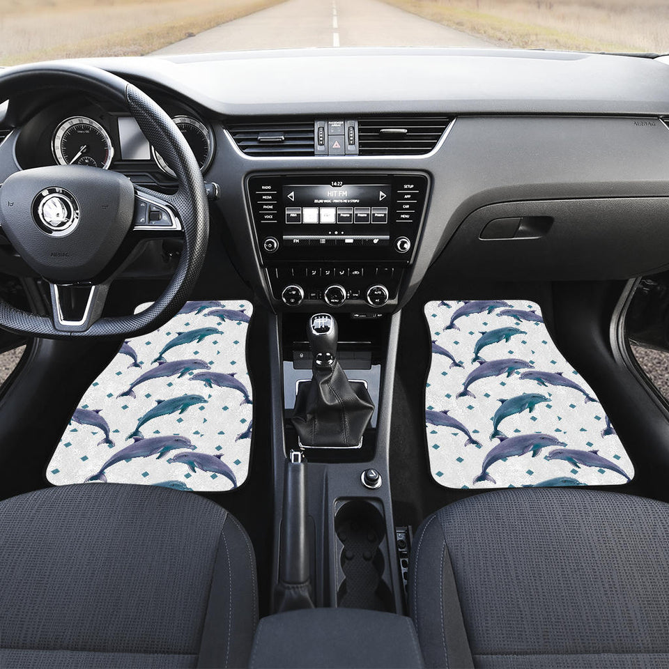 Dolphins Pattern Dotted Background Front And Back Car Mats