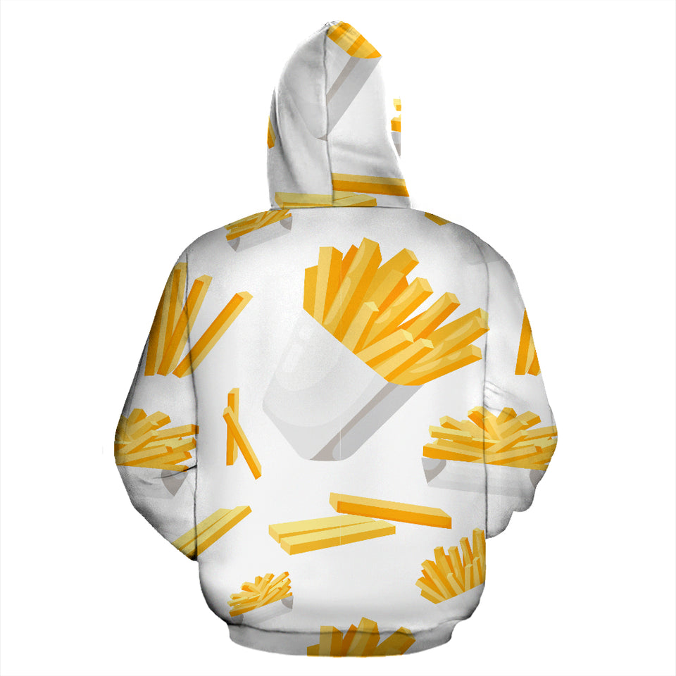 French Fries White Paper Box Pattern Zip Up Hoodie