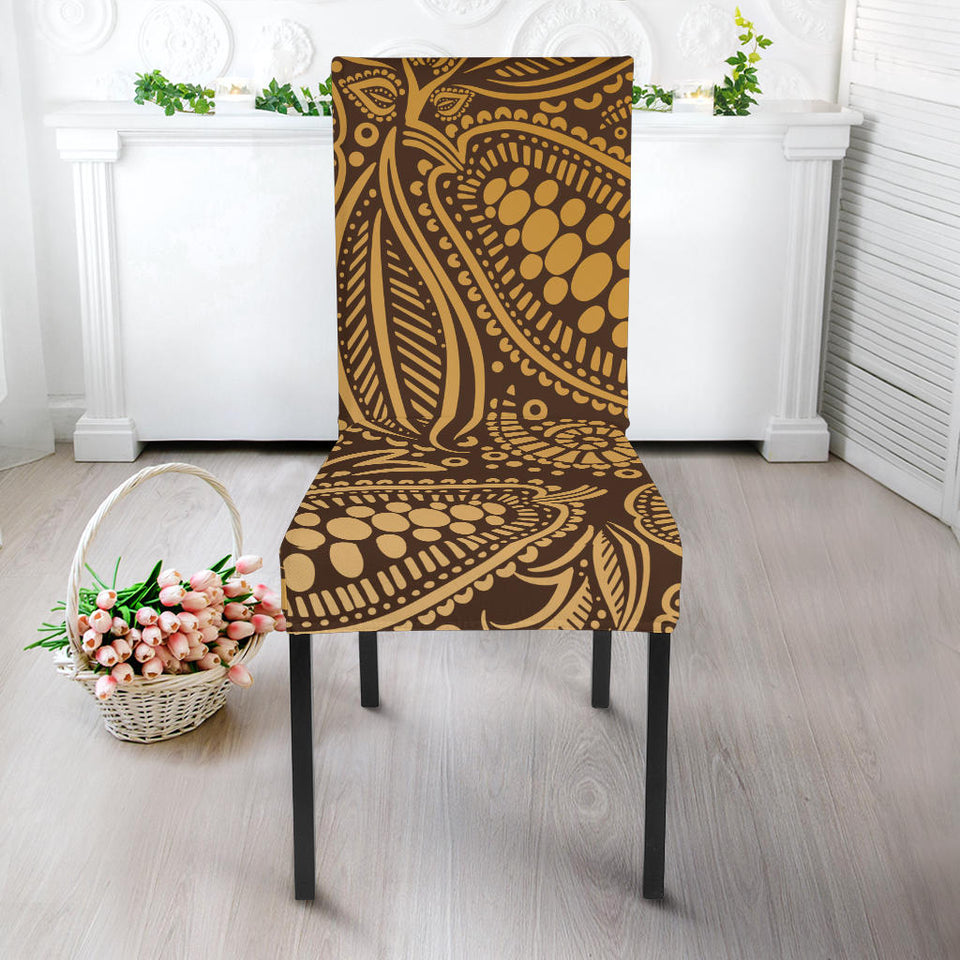 Cocoa Beans Tribal Polynesian Pattern Background Dining Chair Slipcover