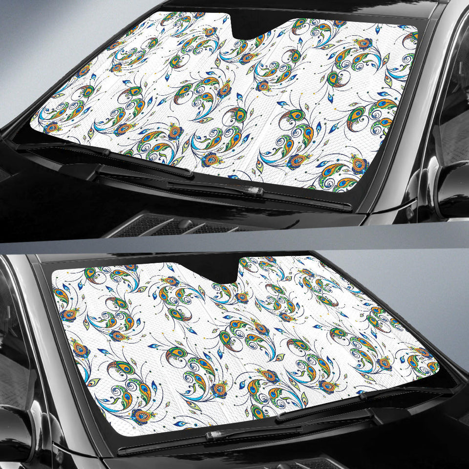 Peacock Feather Pattern Car Sun Shade