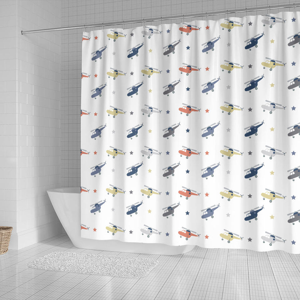 Cute Helicopter Star Pattern Shower Curtain Fulfilled In US
