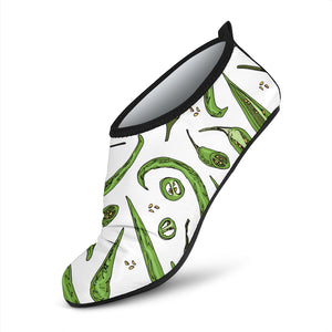 Hand Drawn Sketch Style Green Chili Peppers Pattern Aqua Shoes