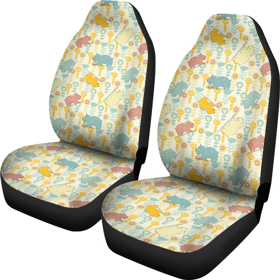 Hippopotamus Pattern Print Design 04 Universal Fit Car Seat Covers