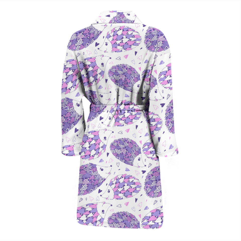 Hedgehog Pattern Print Design 05 Men's Bathrobe