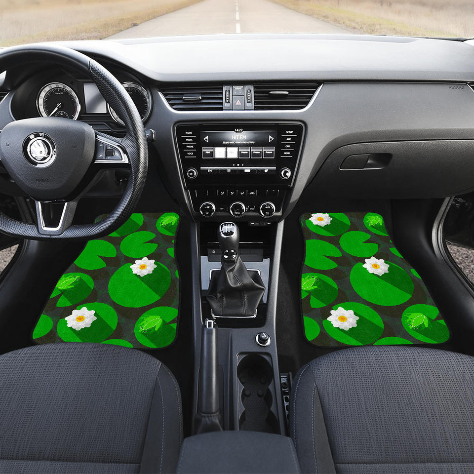 Frog Waterlily Pattern Front And Back Car Mats