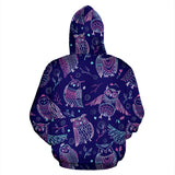 Cute Owls Pattern Boho Style Ornament Zip Up Hoodie