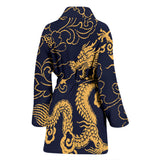 Gold Dragon Pattern Women'S Bathrobe