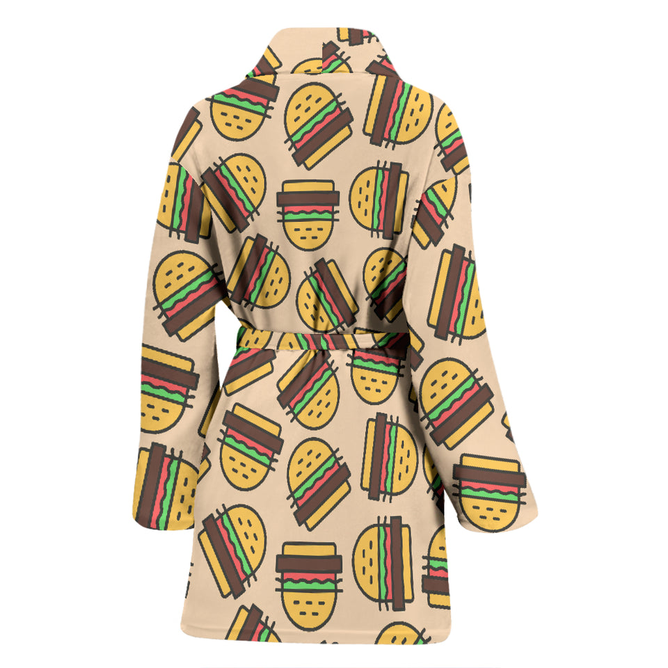 Hamburger Pattern Print Design 01 Women's Bathrobe