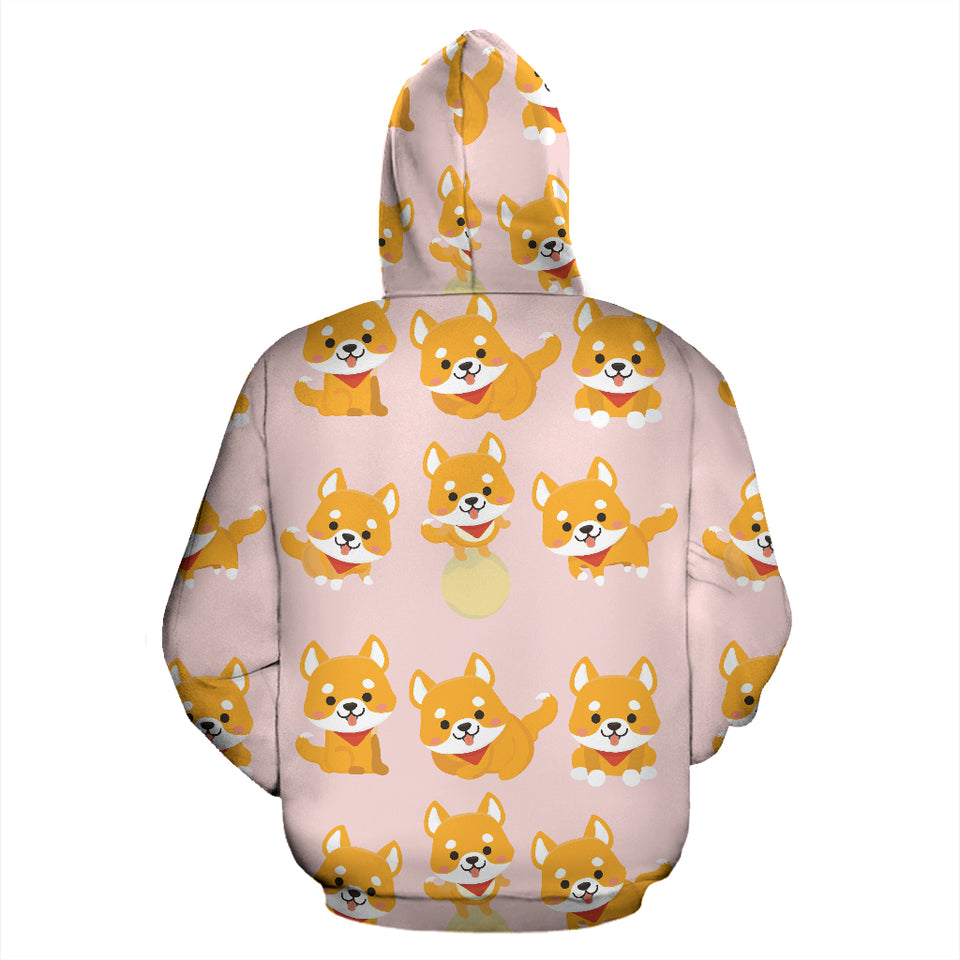 Cute Shiba Inu Dog Pattern  Zip Up Hoodie