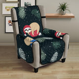 Cute sloths sleeping christmas ball santa hat pattern Chair Cover Protector